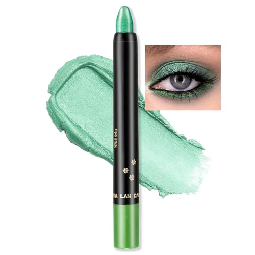 Erinde Grün Glitzer Lidschatten Stift, Wasserfest & Langanhaltend Green Eyeshadow Stick, Perlglanz Creme Crayon Eyeliner, Hochpigment Metallic Shimmer Augen Makeup Pen von Erinde