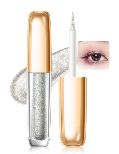 Erinde Glitter Liquid Lidschatten, Mit Feinem Glitzer, 2 in 1 Flüssiger Eyeshadow & Eyeliner, Langanhaltend & Wasserfest, Schnelltrocknend und Wischfest, Vegan & Tierversuchsfrei, Für Jeden Anlass #01 von Erinde