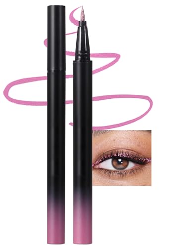 Erinde Rosa Liquid Glitter Eyeliner, Flüssiger Glitzer Eyeliner Pen, Metallic Pearlescent Eye Liner Pencil, Shimmer Augen Makeup Wasserfest, Langlebiger Sparkling Lidschattenstift #Pink von Erinde