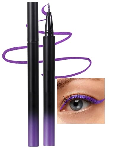 Erinde Lila Liquid Glitter Eyeliner, Flüssiger Glitzer Eyeliner Pen, Metallic Pearlescent Eye Liner Pencil, Shimmer Augen Makeup Wasserfest, Langlebiger Sparkling Lidschattenstift #Purple von Erinde