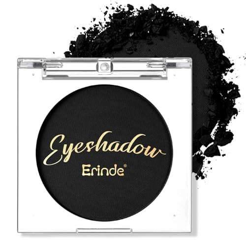 Erinde Single Black Lidschatten Palette, Nudetöne Matte Schwarz Eyeshadow Palette, Wasserfest Pressed Powder Lidschattenpalette, High Pigmented & Long Lasting Basic Shade Eye Makeup von Erinde