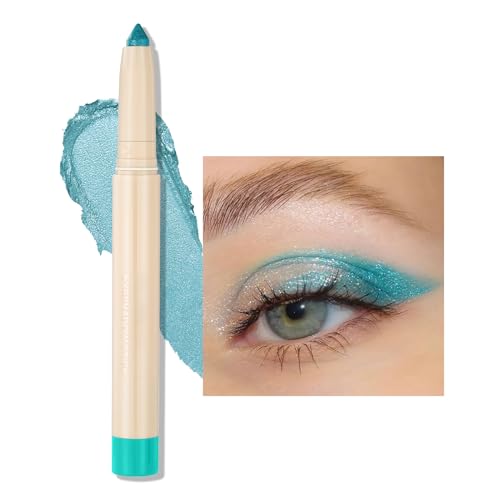 Erinde Lidschatten Stift Blau Glitzer, Blue Cream Eyeshadow Stick, Eyeliner Pencil Long Lasting & Waterproof, Metallic Shimmer Augen Makeup Lidschattenstift von Erinde