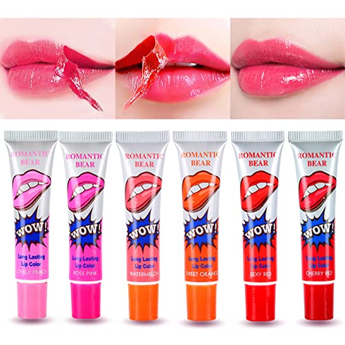 Erinde 6er Lippenstift Set, Natürlicher Lip Stain, Lip Gloss-Peel und klare Lipgloss-Flecken - Lippenstift-Ti - Lippen-Gloss Set für Frauen - Lang anhaltend und wasserfest. von Erinde