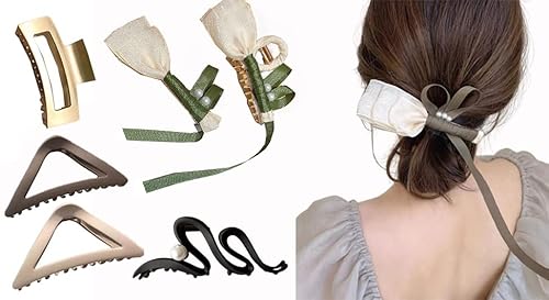 Erinnerda verschiedene Größen Große Haarklammer Haarschmuck mit Perlen rutschfeste Haar-Accessoires-Set für Damen Klassische Haarspange Pack für dickes Haar Frauen Haarschmuck, 4er Pack-E8 von Erinnerda