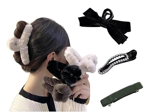 Erinnerda verschiedene Größen Große Haarklammer Haarschmuck mit Perlen rutschfeste Haar-Accessoires-Set für Damen Klassische Haarspange Pack für dickes Haar Frauen Haarschmuck, 6er Pack-E9 von Erinnerda