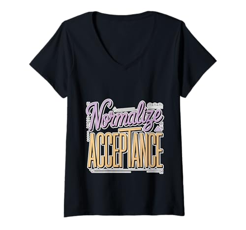 Damen Normalize Acceptance Einschlussnachricht positiv - T-Shirt mit V-Ausschnitt Damen Normalize Acceptance Einschlussnachricht positiv - T-Shirt mit V-Ausschnitt von Erinnerung der sozialen Güte Inklusion