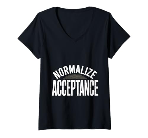 Damen Normalize Acceptance Einschlussnachricht positiv T-Shirt mit V-Ausschnitt Damen Normalize Acceptance Einschlussnachricht positiv T-Shirt mit V-Ausschnitt von Erinnerung der sozialen Güte Inklusion