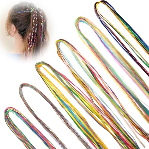 80 Stück Haarzöpfe Bunte Haarwickelschnur, Buntes Haarverlängerung Haarsträhnen zum Einflechten Kinder, DIY Regenbogen Flechtdrahtband Haarschmuck Mädchen für Party Sport (85cm) von Erioscar