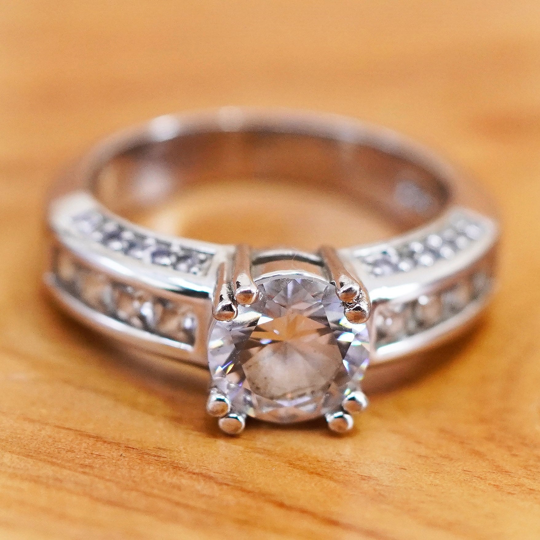 Größe 8, Vintage Sterling 925 Silber Verlobungsring Mit Kristallring, Gestempelt von ErisSilver