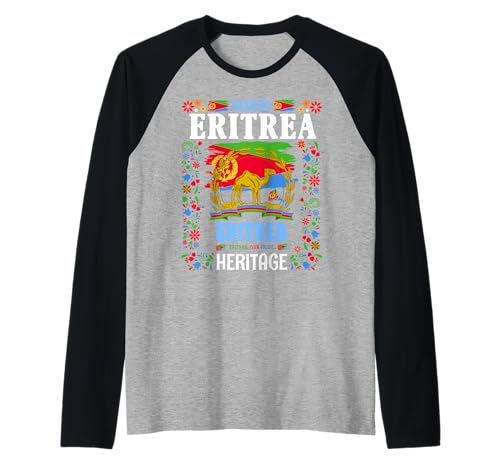 Eritrea Flag Heritage Outfit Idee für Männer mit eritreischer Flagge Raglan von Eritrean Map & Eritrean Cultural Day Kids Ideas