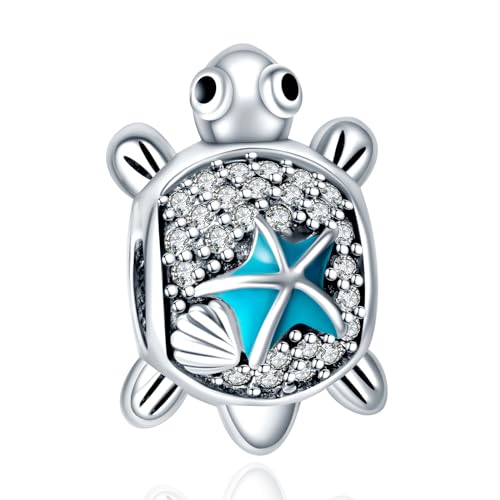Erizteya Starfish Shell Turtle Charm für Frauen Armbänder Halsketten mit 5A Cubic Zirconia 925 Sterling Silber Anhänger Perlen Schmuck Geschenk für Mädchen von Erizteya