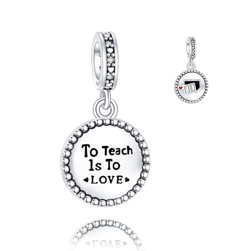 Erizteya To Teach Is To Love Charm für Frauen Armbänder Halsketten mit 5A Cubic Zirconia 925 Sterling Silber Anhänger Perlen Schmuck Geschenk für Mädchen von Erizteya