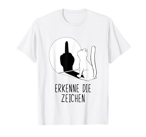 Katze Damen Mittelfinger Schatten Erkenne die Zeichen T-Shirt Katze Damen Mittelfinger Schatten Erkenne die Zeichen T-Shirt von Erkenne die Zeichen Katzen Mittelfinger Oberteil
