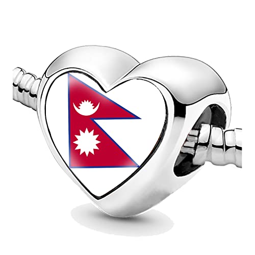 Bon4azuré Perlen für Armbänder Nepal Flagge Silber Charms für Frauen Charme Perle Schmuck Geschenke Geschenkidee für Mädchen von Erkic