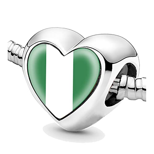 Bon4azuré Perlen für Armbänder Nigeria Flagge Silber Charms für Frauen Perle Schmuck Geschenke für Mädchen von Erkic