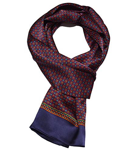 UK_Stone Herrenschal aus 100 % reiner Seide, Paisleymuster, doppelschichtig, für Herren Gr. Einheitsgröße, Muster Vintage #1 dunkelblau von Erkic