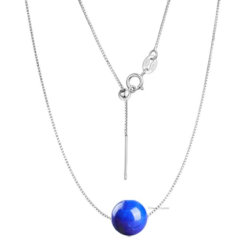 Erliway Halskette mit Lapislazuli-Kristall-Anhänger für Damen,925er Sterlingsilber Kette mit 10 mm A+ Grade Kristallperle,45cm verstellbare Länge Heil-Halskette Schmuckgeschenk für Frauen Mädchen Erliway Halskette mit Lapislazuli-Kristall-Anhänger für Damen,925er Sterlingsilber Kette mit 10 mm A+ Grade Kristallperle,45cm verstellbare Länge Heil-Halskette Schmuckgeschenk für Frauen Mädchen von Erliway