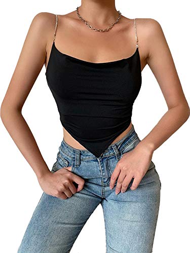 Erllegraly Frauen rückenfrei Tank Cami Top Dreieck Brust Wickel Leibchen Y2k Bodycon Crop Tops Clubwear Sommerwesten (2-Schwarz, S) von Erllegraly