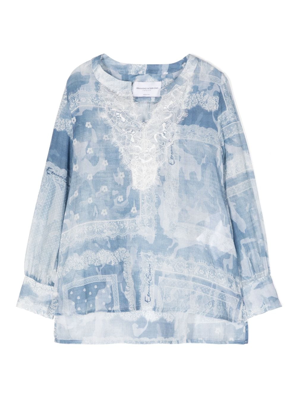 Ermanno Scervino Junior Bluse mit Spitzendetail - Blau von Ermanno Scervino Junior