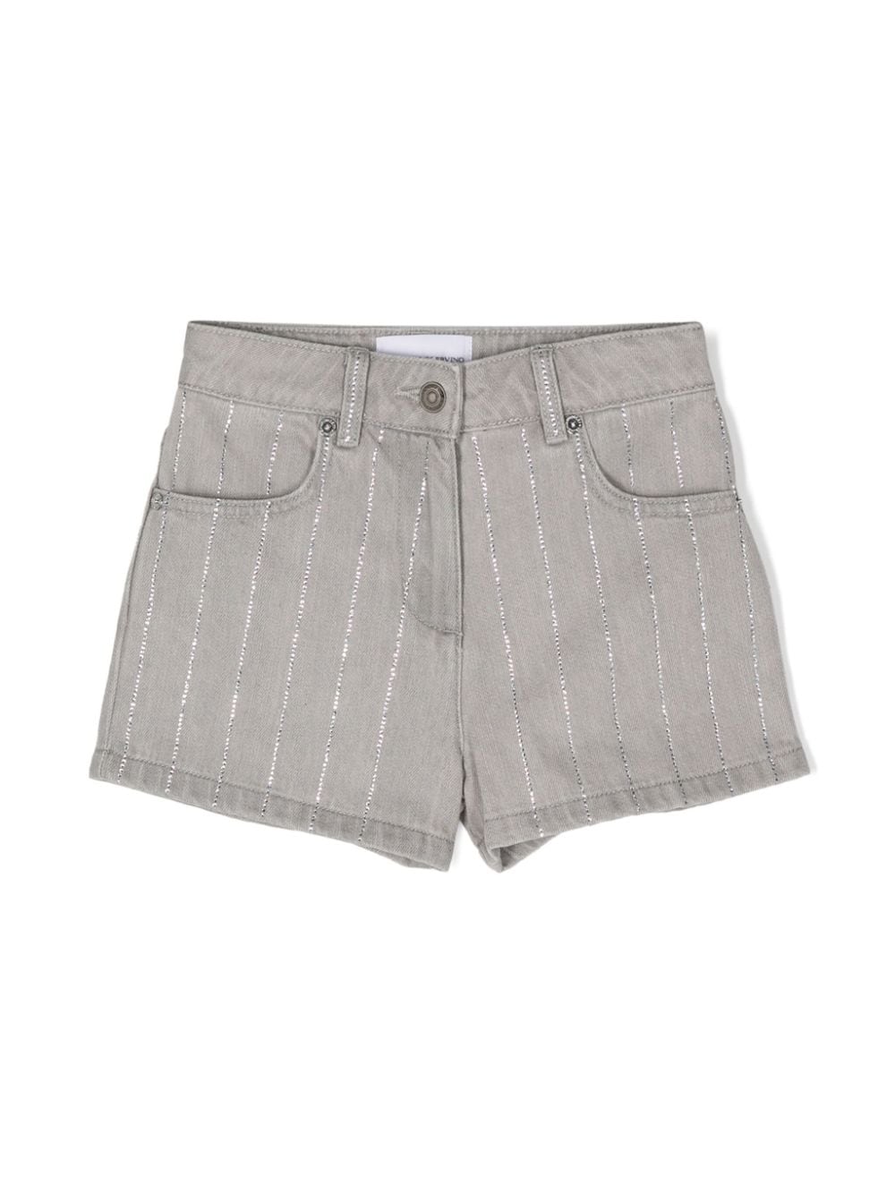 Ermanno Scervino Junior Jeans-Shorts mit Strassverzierung - Grau von Ermanno Scervino Junior