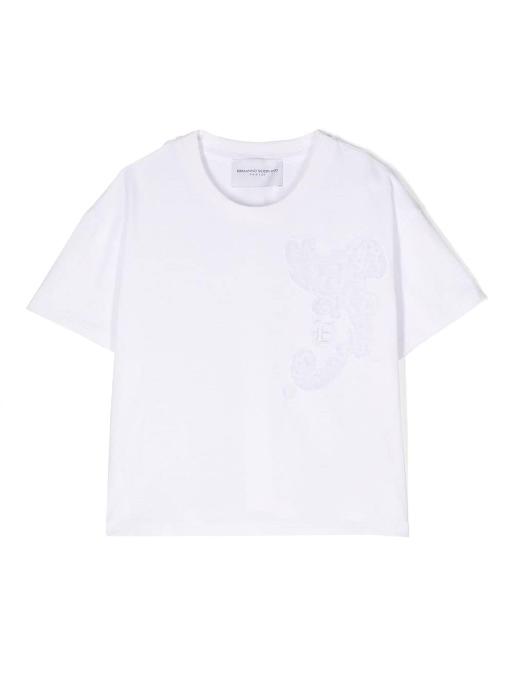 Ermanno Scervino Junior T-Shirt mit Spitzeneinsatz - Weiß von Ermanno Scervino Junior