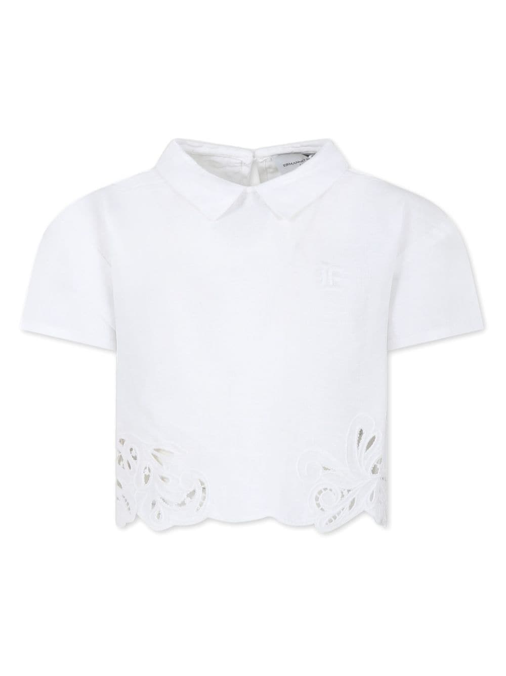 Ermanno Scervino Junior Leinen-Poloshirt mit Lochstickerei - Weiß von Ermanno Scervino Junior