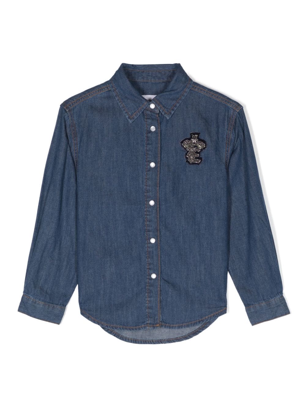 Ermanno Scervino Junior Jeanshemd mit Logo-Patch - Blau von Ermanno Scervino Junior