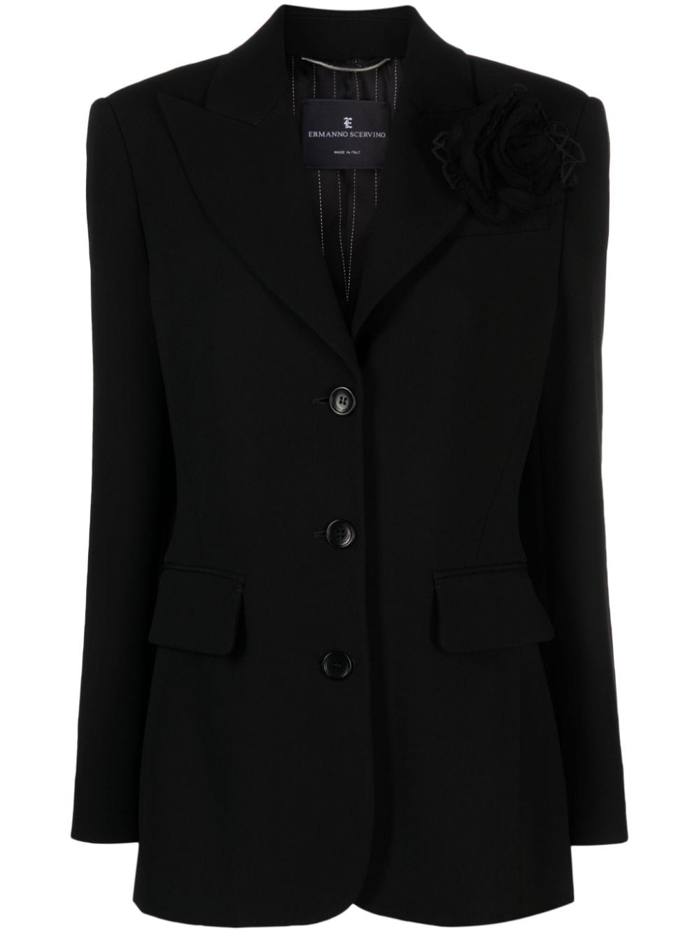 Ermanno Scervino Blazer mit Blumenapplikation - Schwarz von Ermanno Scervino