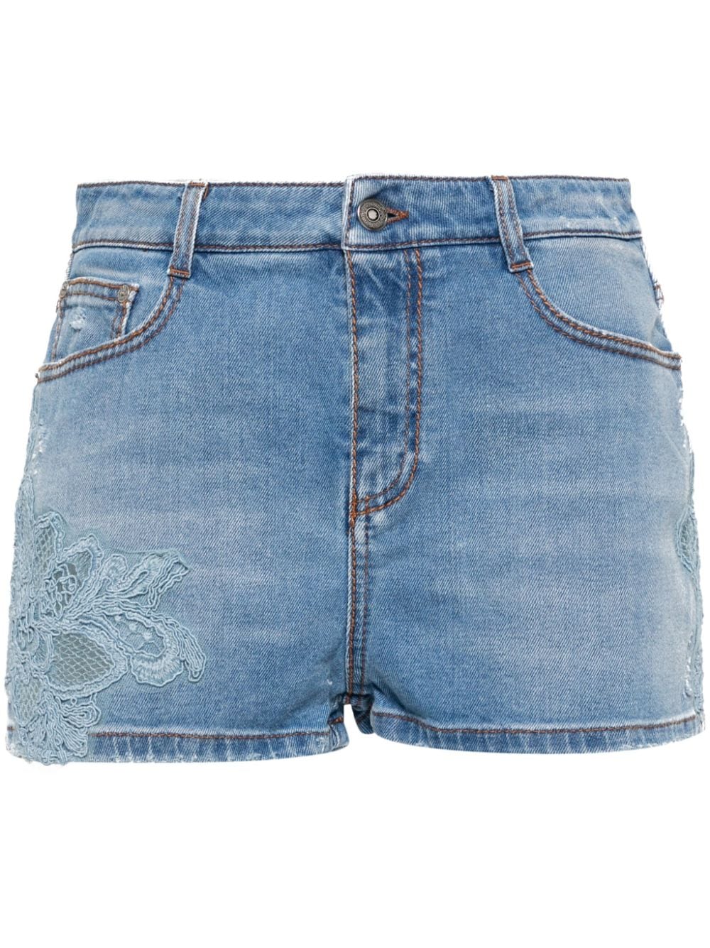 Ermanno Scervino Jeans-Shorts mit Spitze - Blau von Ermanno Scervino