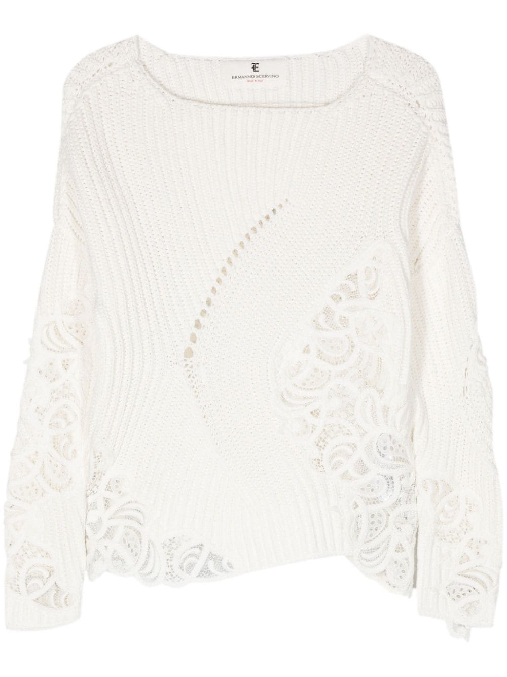 Ermanno Scervino Pullover mit Blumenspitze - Weiß von Ermanno Scervino