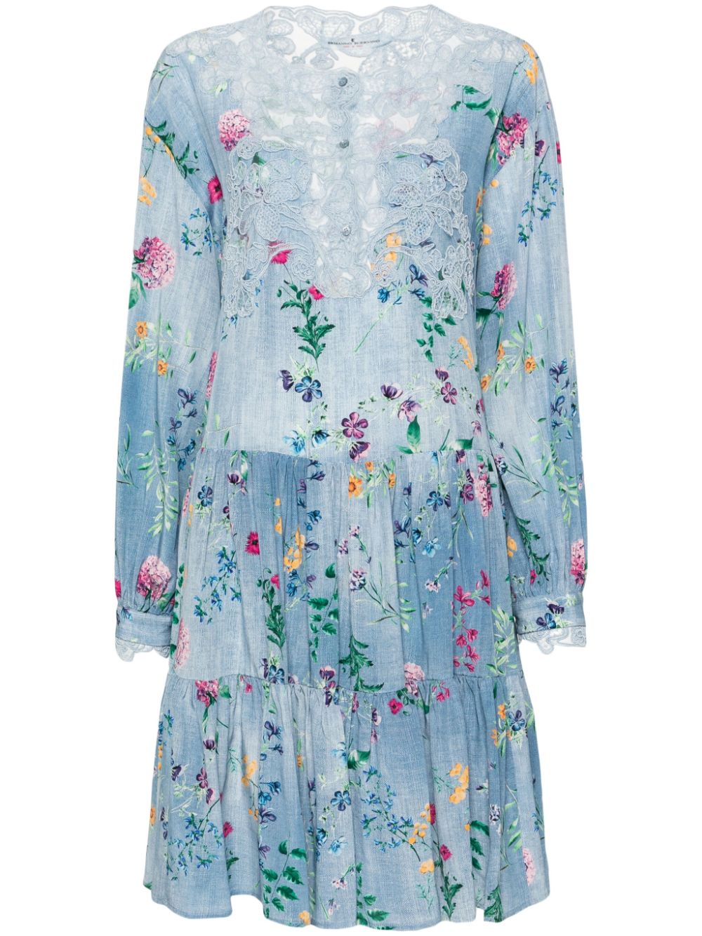 Ermanno Scervino Seiden-Minikleid mit Blumen-Print - Blau von Ermanno Scervino