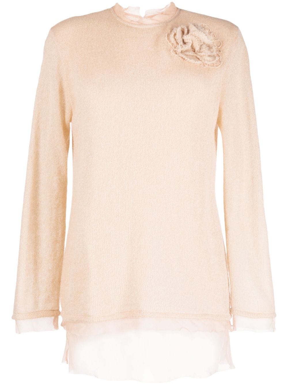 Ermanno Scervino Seidenpullover mit Blumen - Nude von Ermanno Scervino