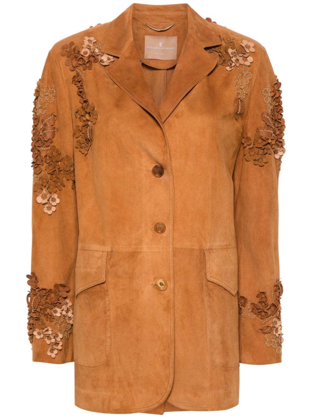 Ermanno Scervino Wildlederjacke mit Blumenapplikation - Braun von Ermanno Scervino