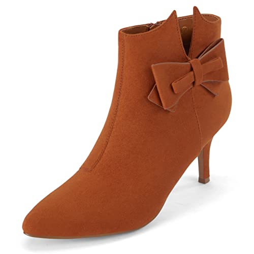 Ermonn Damen Stiefeletten mit spitzem Zehenbereich, Kunstwildleder, Stiletto-Absatz, seitlicher Reißverschluss, Booties, Hochzeitskleid, Pumps, braun, 40.5 EU von Ermonn