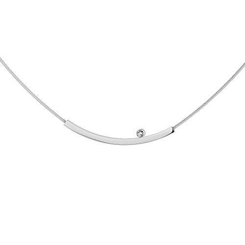 Ernstes Design Collier Halskette K800 Edelstahl Brillant 0,02 ct. Drahtseil Clic von Ernstes Design