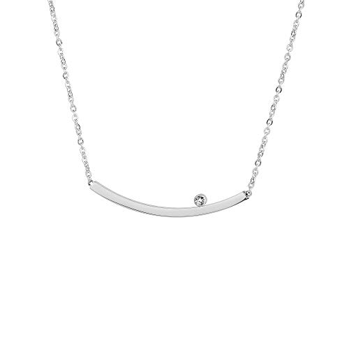 Ernstes Design Collier Halskette K801 Edelstahl Brillant 0,02 ct- Spiegelankerkette von Ernstes Design