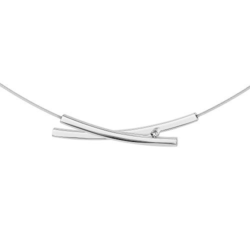 Ernstes Design Collier Halskette K802 Edelstahl Brillant 0,02 ct Drahtseil von Ernstes Design