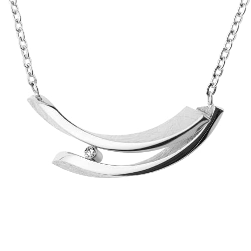 Ernstes Design Collier Halskette K826 Edelstahl Brillant 0,02 ct Spiegelankerkette von Ernstes Design