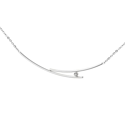 Ernstes Design Collier Halskette K830 Edelstahl Brillant 0,02 ct Spiegelankerkette von Ernstes Design