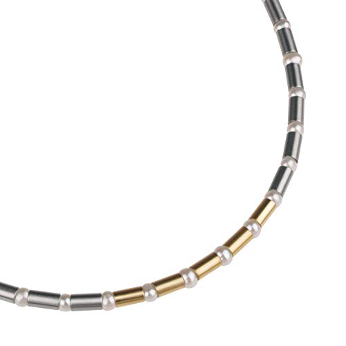 Ernstes Design Collier Kette K72 Edelstahl vergoldet Perlen 42 cm Halskette von Ernstes Design