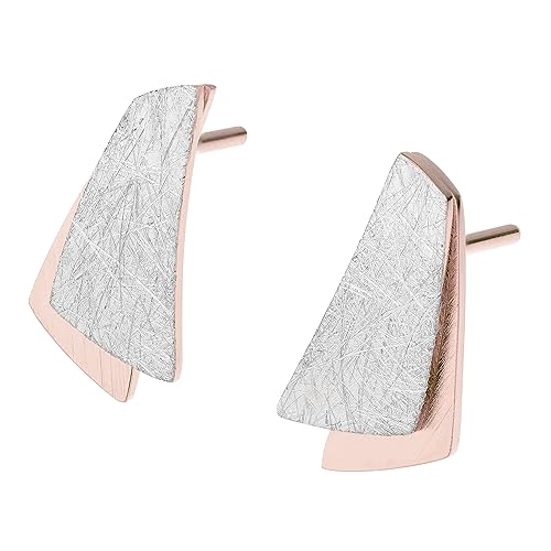 Ernstes Design Evia Ohrringe E524 mit gekratzter Oberfläche Edelstahl rot vergoldet von Ernstes Design