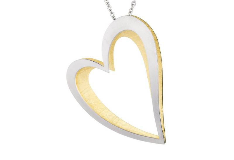 Ernstes Design Kettenanhänger Ernstes Design Anhänger, matt/poliert/gekratzt bicolor Herz von Ernstes Design