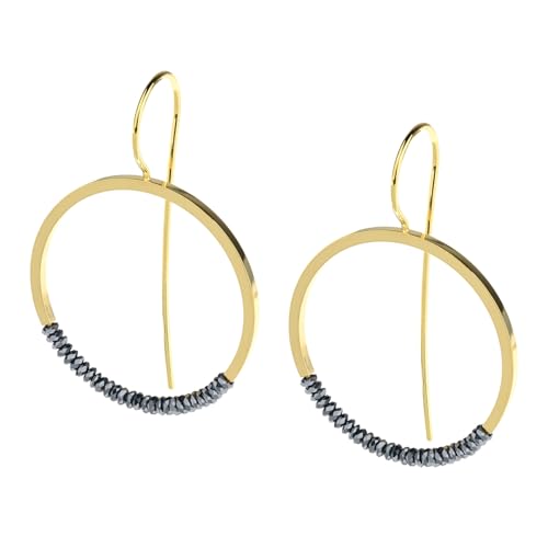 Ernstes Design Ohrhänger Ohrringe E686 Edelstahl vergoldet Hämatit Hänger von Ernstes Design