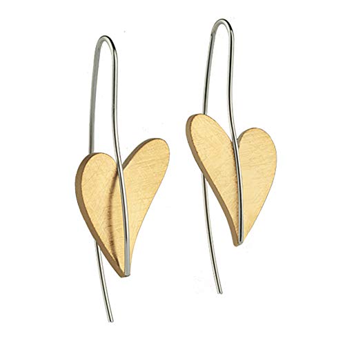 Ernstes Design Ohrringe E242 Herz aus Edelstahl vergoldet Hänger Ohrhänger matt von Ernstes Design