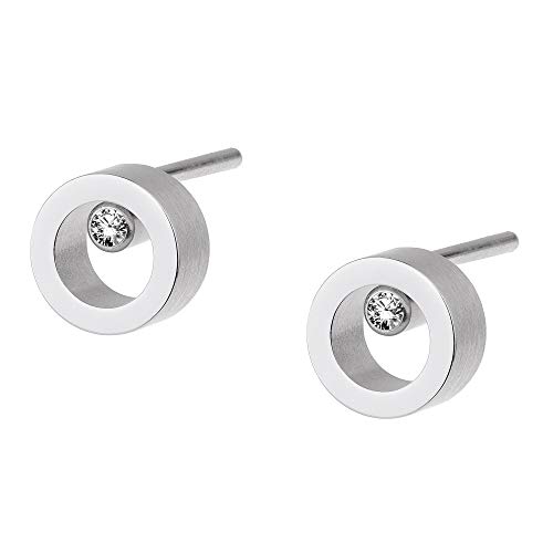 Ernstes Design Ohrringe E538 Edelstahl Brillant 0,04 ct. Stecker mattiert von Ernstes Design