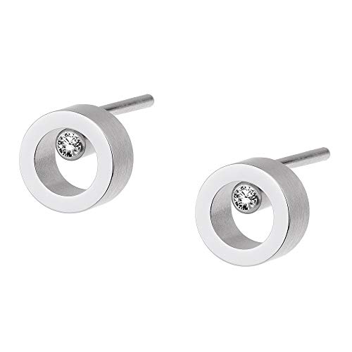 Ernstes Design Ohrringe E538 Edelstahl Brillant 0,04 ct. Stecker mattiert von Ernstes Design