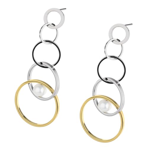 Ernstes Design Ohrringe Ohrhänger E745 mit Perle Edelstahl vergoldet von Ernstes Design