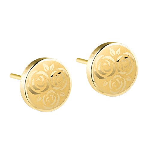 Ernstes Design Ohrstecker mit Blumen Rosen E380 Edelstahl beschichtet Farbe gold von Ernstes Design