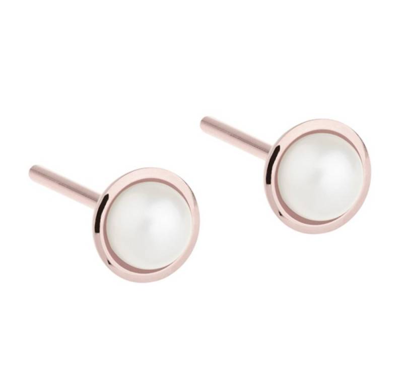 Ernstes Design Paar Ohrstecker Edelstahl rosé mit SW-Button-Perle E478 von Ernstes Design