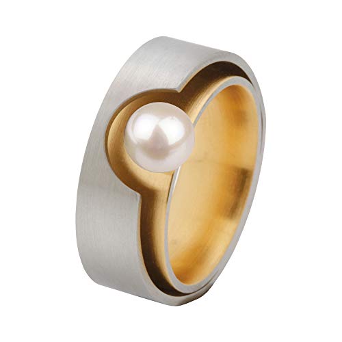 Ernstes Design Ring R148 Edelstahl matt teilvergoldet von Ernstes Design